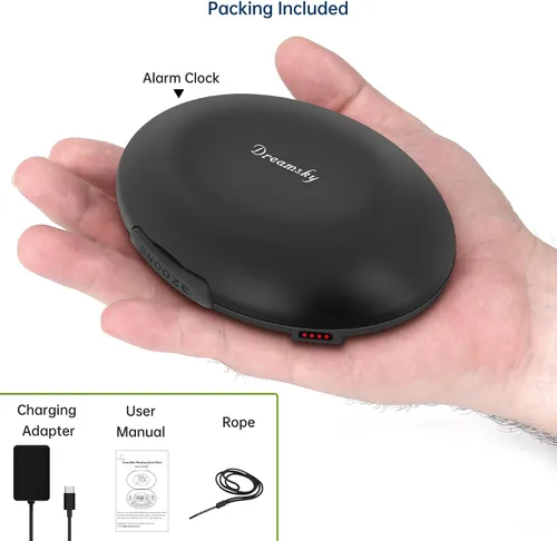 Vista 9 de DreamSky Reloj despertador vibratorio para personas que duermen mucho y Negro