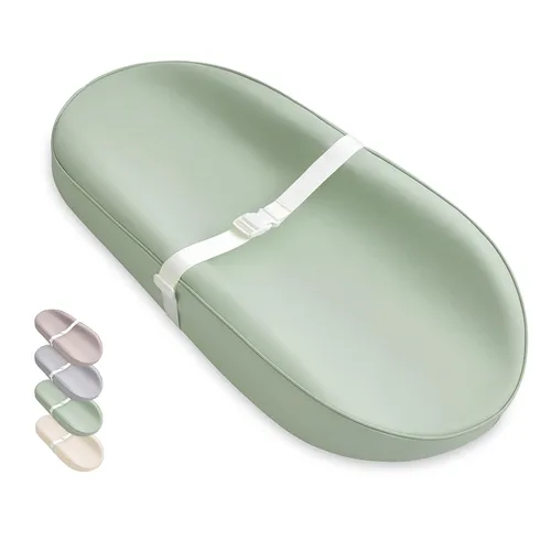 Vista 9 de Blissful Diary Cambiador de bebé de cuero vegano con cubierta de poliuretano impermeable y fácil de limpiar, tamaño aguacate, cómodo cambiador