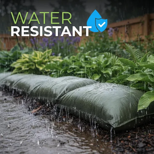 Vista 4 de Empty Sandbags Military Green with Ties 14" x 26" - Woven Polypropylene Extra Heavy Duty Sand Bags Flood Protection