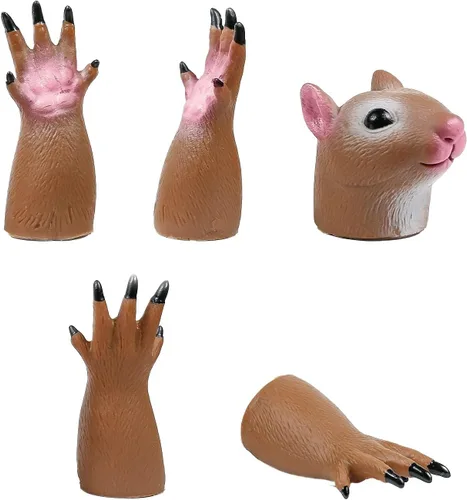 Vista 6 de Handi - Marioneta de mano con diseño de ardilla, marionetas de animales para el dedo para niños.