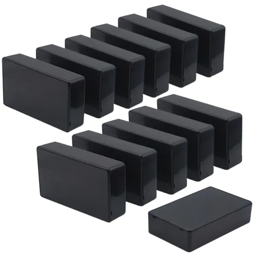 Vista 10 de Zulkit 12 cajas de proyecto de plástico ABS para proyectos eléctricos, caja de conexiones de energía, color negro, 1.97 x 1.10 x 0.59 pulgadas 12