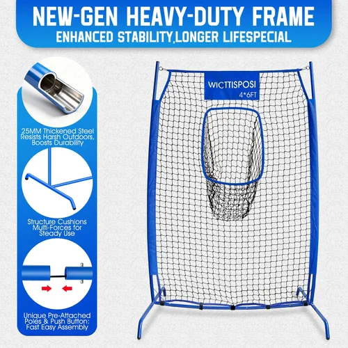 Vista 5 de Football Throwing Net, Upgrade Heavy Duty Metal Frame Quarterback Training Equipment Throwing Machine with 1-4 Targets, Easy Setup Football Target