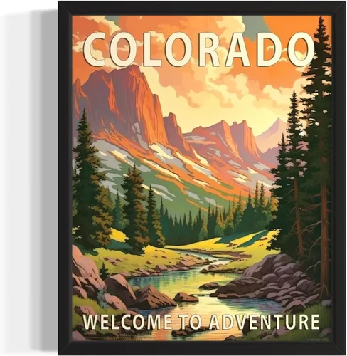 Vista 36 de Póster artístico de paisaje del estado de Alabama, decoración artística de paisaje retro de estados, pintura de montaña y paisaje de aventura