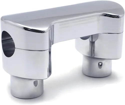 Vista 7 de HTTMT- US-TGHD-HBS009-BK- Kit de elevador/abrazadera superior de manillar resistente de 1" 1 pulgada cromado de 2" de altura compatible con Harley