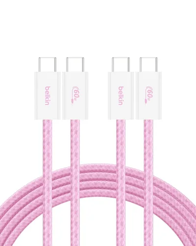 Vista 21 de Belkin Cable USB C a USB C, 3.3 pies, 60 W, cargador tipo C, cable de carga para iPhone, suave, trenzado, flexible para iPhone 16, Galaxy S25, Pixel