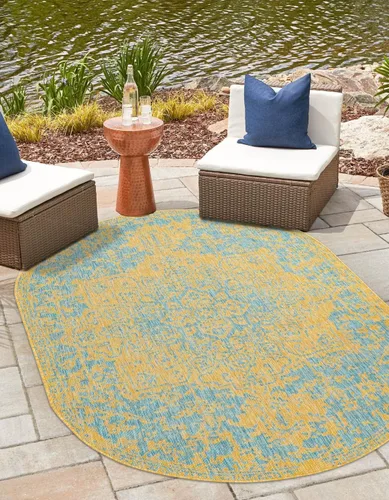 Vista 70 de Unique Loom Jill Zarin Jill Zarin Outdoor Collection - Alfombra Dubái (3 pies 3 pulgadas, redonda, rosa y aguamarina/azul claro)