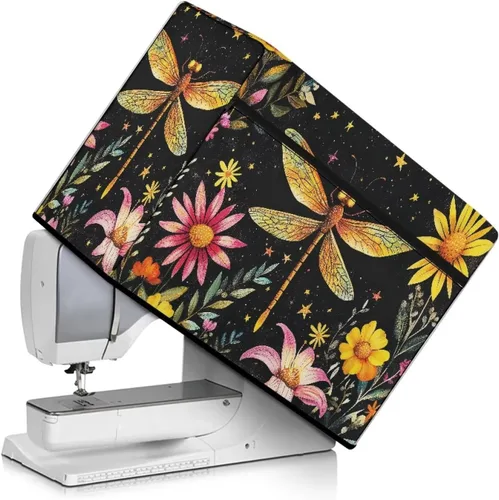 Vista 25 de Funda para máquina de coser de girasoles de otoño con prácticos bolsillos, cubierta protectora duradera acolchada contra el polvo, accesorios