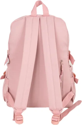 Vista 3 de Mochila transparente para escuela, resistente de PVC, transparente, bolsa transparente para libros aprobada por estadios, mujeres y niñas, Rosa