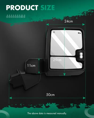 Vista 3 de SCITOO Espejos de remolque con calefacción, ancho de señal de giro con sensor de temperatura de luz auxiliar para funcionamiento, retrovisores