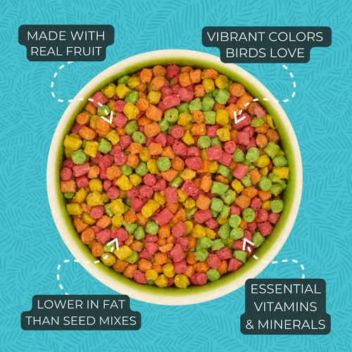 Vista 4 de ZuPreem FruitBlend - Gránulos para pájaros, alimento diario para periquito, periquito, loro pequeño, paloma, nutrición básica para pájaros pequeños