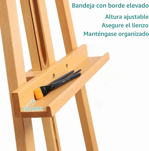 Vista 6 de VISWIN Caballete de arte de madera para pintar, ajustable y plegable, soporte de madera de haya para lienzo, sostiene lienzo de hasta 43 pulgadas