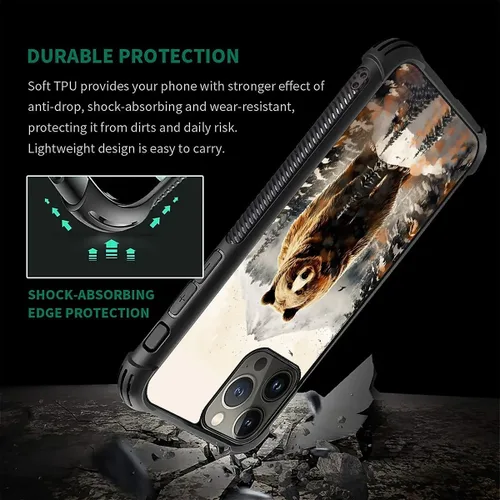 Vista 861 de Funda compatible con iPhone 15, diseño de elefantes africanos, diseño increíble a prueba de golpes, antiarañazos, carcasa trasera de policarbonato