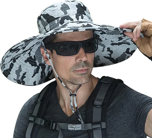 Vista 9 de Leotruny Sombreros de ala ancha para hombre UPF50+ sombrero impermeable transpirable para pesca, senderismo, camping