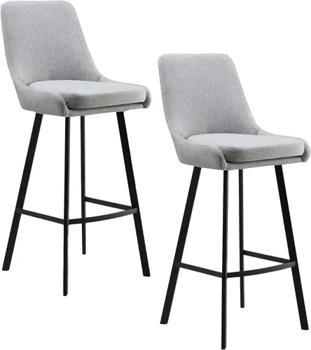 Vista 14 de Leick Home 10137BL/GR Taburete de bar tapizado de microfibra con base de acero, juego de 2, para encimeras de cocina elevadas, mesas altas y bares