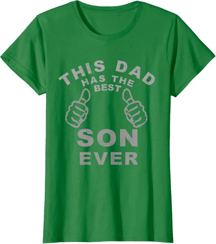 Vista 39 de Camiseta con texto en inglés "This Dad Has the Best Son Ever", regalo del día del padre, Negro
