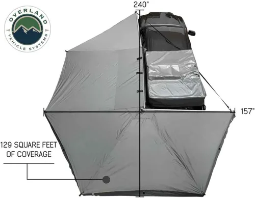 Vista 5 de Toldo OVS Nomadic 270 Gris oscuro con estuche de viaje negro Para el lado del conductor
