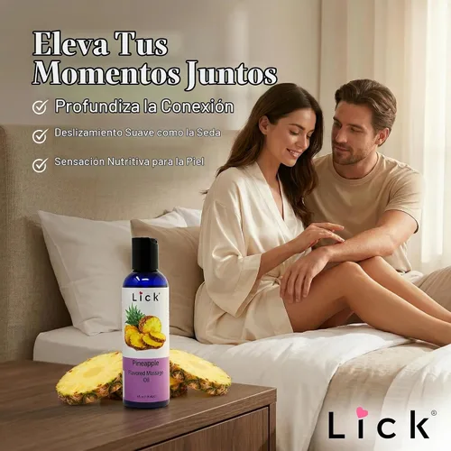 Vista 7 de Lick Aceite de masaje con sabor a piña con vitamina E, aceite corporal dulce comestible para masaje de parejas, mezcla de aceite de coco fraccionado