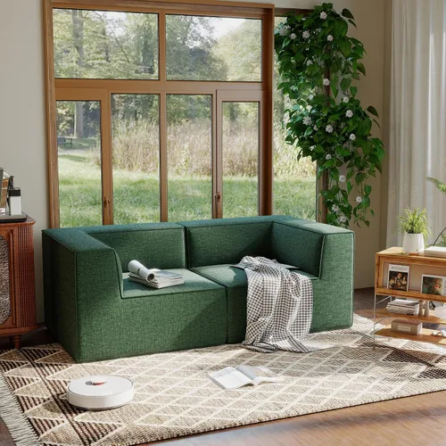 Vista 25 de Sofá Seccional Modular de 38", Juego de Asientos de Sofá Convertible en Cubo Comprimido, Combina Forma de L y Forma de U, Ensamblaje Fácil, Ahorro