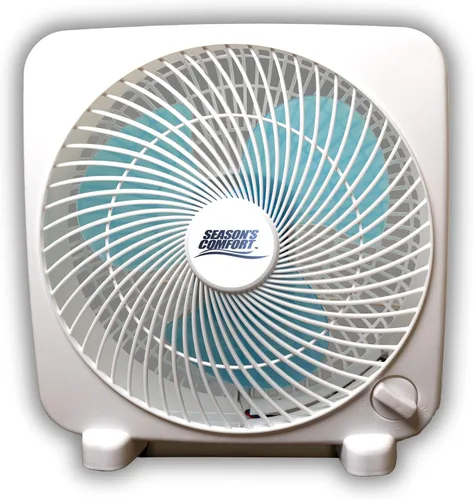 Vista 2 de Seasons Comfort Ventilador de caja de mesa de 9 pulgadas, 3 velocidades, ventilador de mesa silencioso con fuerte flujo de aire, ventilador de caja