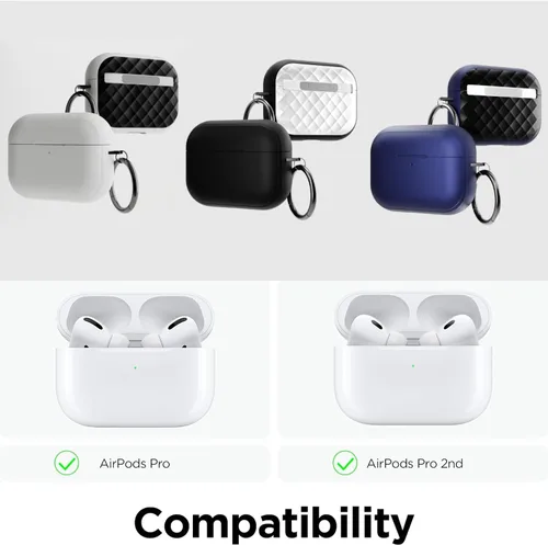 Vista 3 de HUSH Funda premium para Airpods Pro de 2ª generación compatible con Airpods Pro de 1ª/2ª generación, compatible con carga inalámbrica