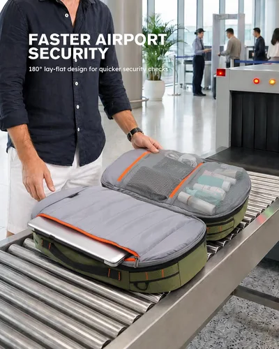 Vista 7 de Tolaccea Mochila de viaje para laptop para hombres y mujeres, mochila de transporte expandible de 40L-50L con compartimento húmedo y seco, mochila