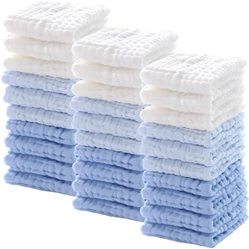 Vista 8 de Chumia 30 paños de muselina para bebé, paños de muselina para eructos, toallas de algodón natural, toallitas suaves para recién nacidos, toallas
