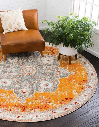 Vista 11 de Unique Loom - Alfombra estilo tradicional de Rosso Collection, Polipropileno, Anaranjado/Azul