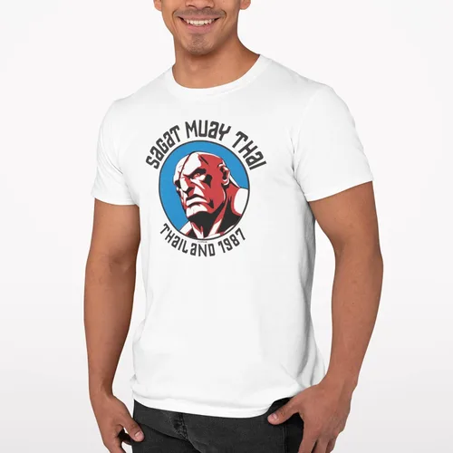 Vista 3 de Pop Threads Sagat Street Fighter Camiseta Muay Thai Master Arcade Graphic Hombres Tee