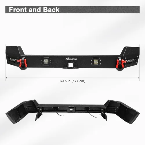 Vista 2 de Parachoques trasero compatible con parachoques trasero Grand Cherokee WJ de acero negro 1999 2000 2001 2002 2003 2004 con placa de cabrestante
