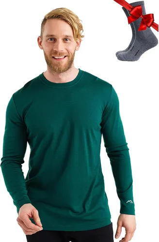 Vista 13 de 100% Merino Wool Base Layer Mens - Long Sleeve Thermal Shirts with Socks .320 negro
