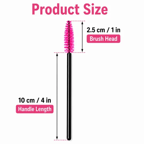 Vista 2 de G2PLUS 100 unidades de cepillos desechables para pestañas, varillas aplicadoras de rímel rosa, juegos de cepillos de maquillaje, cepillos de bobina