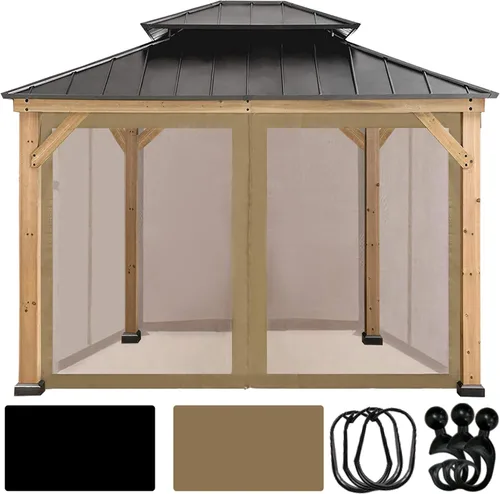 Vista 10 de Coastshade Panel de toldo de pérgola de repuesto para pérgola de 8 pies, paneles de privacidad para cenadores con 10 anillos de cortina y ganchos