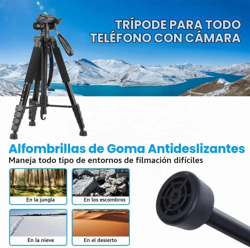 Vista 6 de ZOMEi Soporte de trípode DSLR de alta resistencia de 74.0 in, extensión multifuncional alta, disparo multiángulo, compatible con cámaras, teléfonos