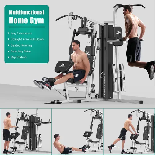 Vista 4 de ULTRA FUEGO Estación de entrenamiento de gimnasio en casa multifuncional con sistema de polea, desarrollador de brazos y piernas para entrenamiento