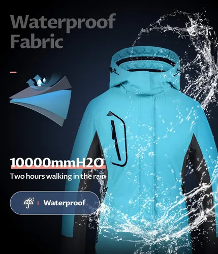 Vista 4 de Chaqueta de esquí impermeable para mujer resistente al viento chaqueta de snowboard cálida abrigo de invierno