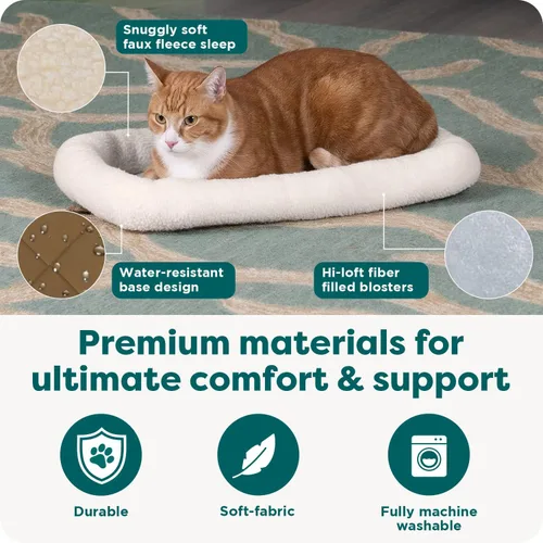Vista 4 de FurHaven Cama para perros y gatos extra pequeños, almohadilla con base de apoyo suave para transportadores y perreras, lavable a máquina, extra Crema