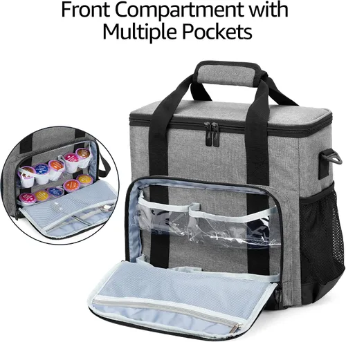 Vista 2 de CURMIO Bolsa de transporte para cafetera compatible con Keurig K-Mini o K-Mini Plus, bolsa de viaje para cafeteras de una sola porción para cápsulas