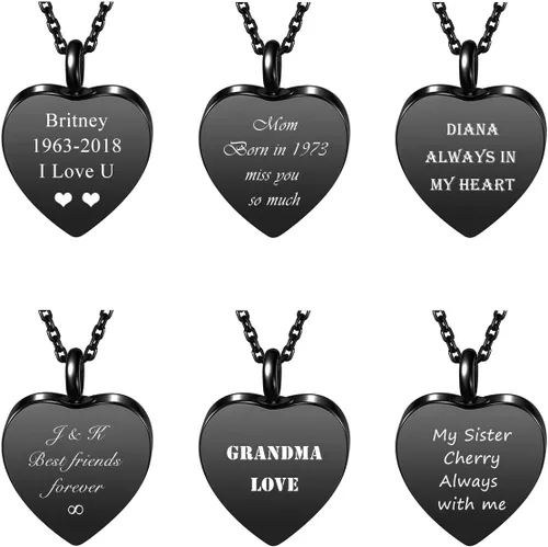Vista 9 de Personalized Master Collar personalizado de urna de cremación con foto y texto, collar de urna de corazón para cenizas, joyería de recuerdo