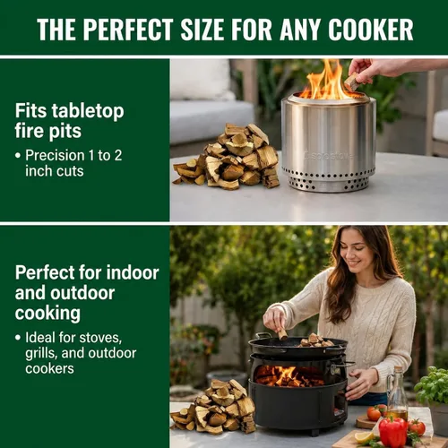 Vista 3 de Trozos de madera de almendro para ahumar de 1 a 2 pulgadas, 100% tostados, trozos de barbacoa premium para ahumar y asar a la parrilla, perfectos