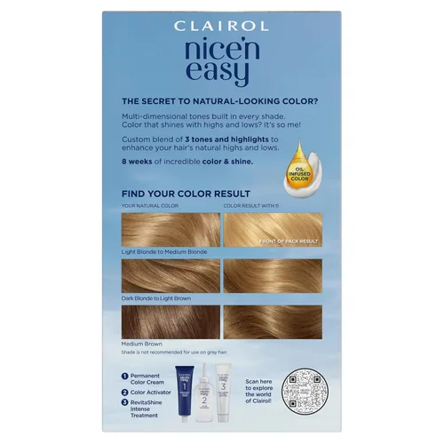 Vista 2 de Clairol Nice'n Easy Tinte Permanente para el Cabello, 11 Rubio Ultra Claro, Paquete de 3