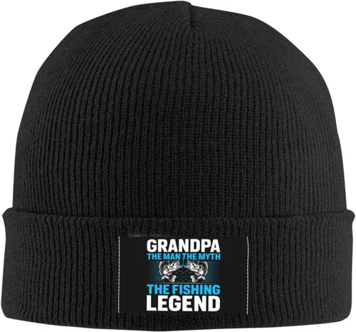 Vista 2 de KOSPOGO Grandpa The Man The Myth The Fishing Legend Beanie Hat for Men Women Soft Cozy Knit Hats Winter Warm Skull Cap
