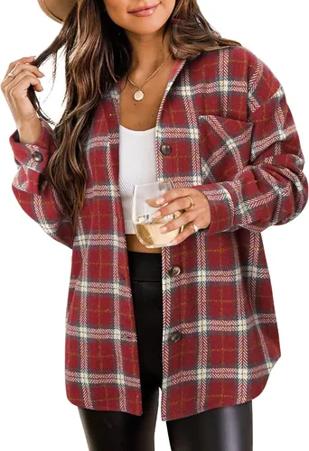 Vista 35 de ZOLUCKY Chaqueta de manga larga con botones para mujer, talla grande, blusas