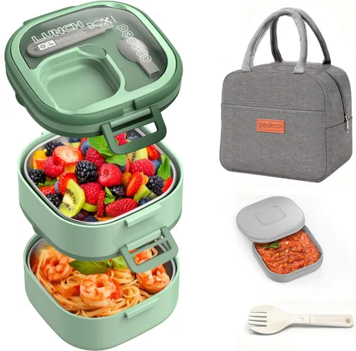 Vista 6 de PEDECO - Caja azul individual Bento, utensilios divisores extraíbles, aptos para microondas Single compartment w/ removable divider Customize