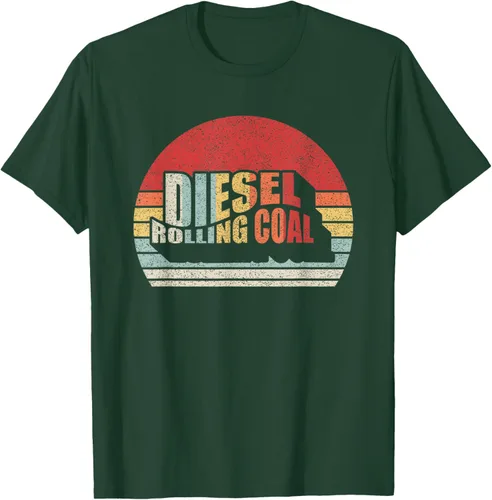 Vista 42 de Camiseta de camión diésel con motor diésel retro y divertido de carbón, Negro