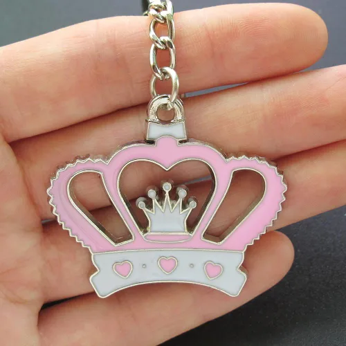 Vista 3 de 12 llaveros de corona rosa para baby shower, regalo de cumpleaños para invitados, corona, llavero, decoración de mesa, caja de regalo rosa, Rosado