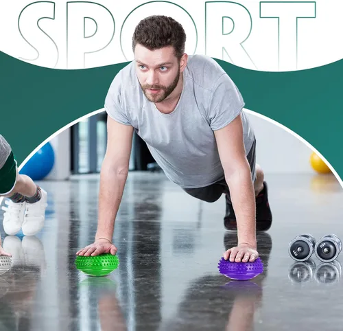 Vista 7 de Hungdao Paquete de 12 cápsulas de equilibrio de estabilidad, puntos con bomba de aguja, media punta, bóvedas de pelota de fitness para hombres