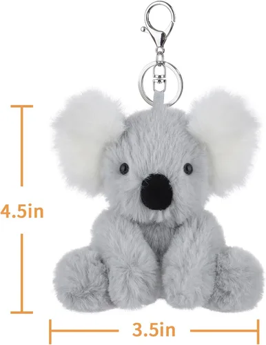Vista 5 de Apricot Lamb Cute Toys - Llavero suave de peluche de koala gris para niños, bolso, mochila y bolso (koala inteligente)