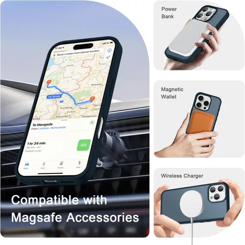 Vista 1210 de Funda para Google Pixel 10 Pro XL, cubierta magnética mate, color negro Fit for MagSafe, Screen Protector included, Shockproof Military Grade