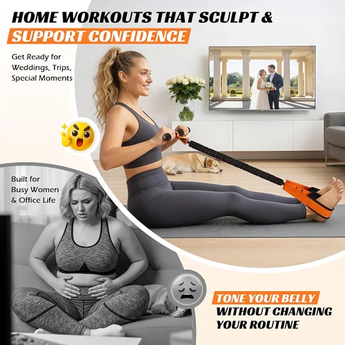 Vista 4 de KUTIZE Multifunction Pedal Resistance Band with Handle, Upgraded Exercise Equipment with Soft Foot Pedal for Sit Up & Full-Body Home Gym Workouts