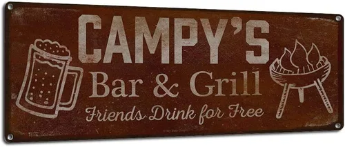 Vista 30 de Adam's Bar and Grill Friends Drink for Free, cartel de aluminio de 5.75 x 15.5 pulgadas, accesorios personalizados para bar y decoración de pared